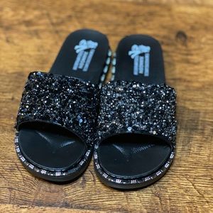 Black sparkly Slides